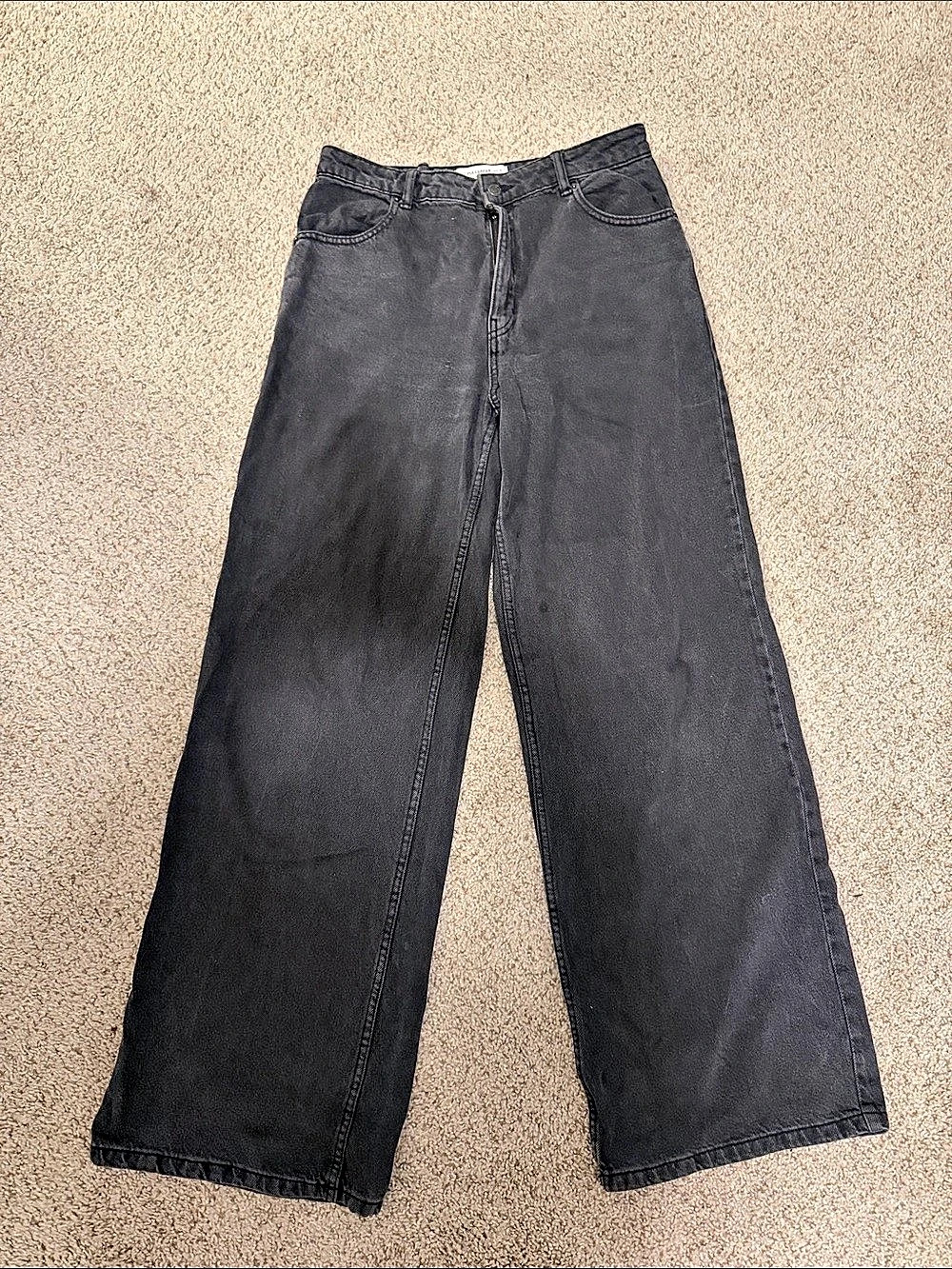 Pull&Bear Wide Leg Jeans in Black Waist US 10